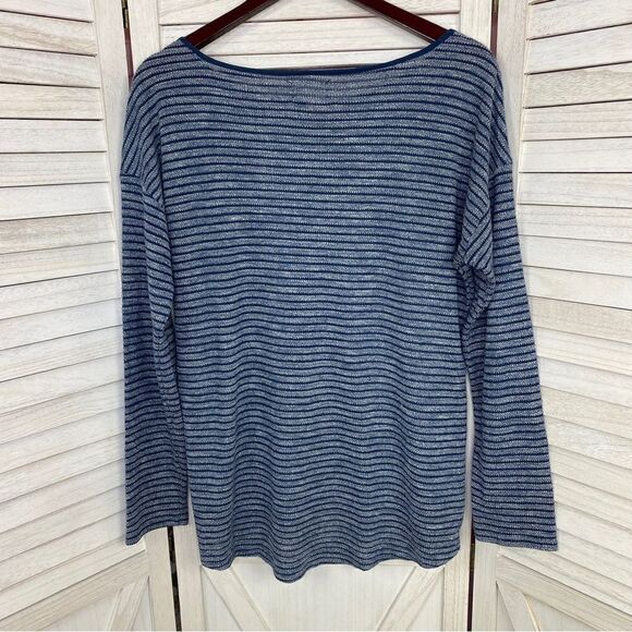 Lou & Grey Striped Knit Tunic Pullover Top Blue Large - Picture 7 of 11